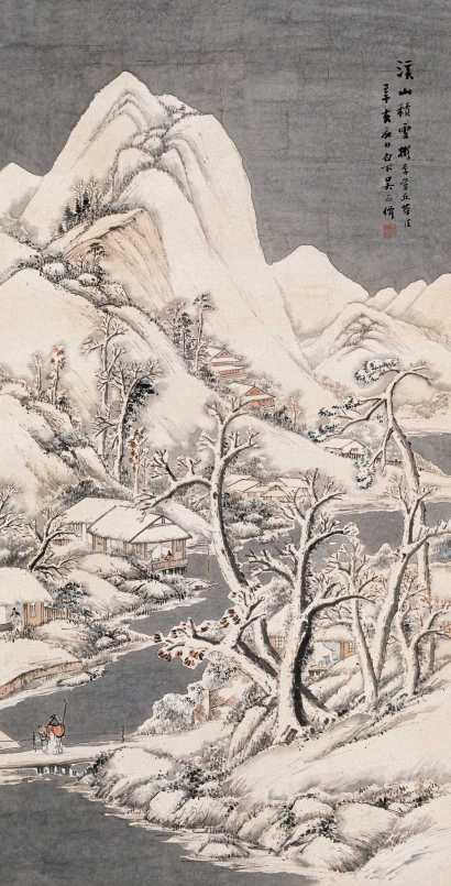 吴石僊 辛亥（1911年）作 溪山积雪 立轴